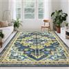 Rururug Tappeto extra large, lavabile in lavatrice, per soggiorno, antiscivolo, a pelo corto, non perde pelo, facile da pulire, per camera da letto, sala da pranzo, ufficio, 200 x 290 cm, colore: blu, giallo