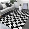 makeups58 Tappeto Salotto Moderno Pelo Corto Lavabile Antiscivolo Tappeti Pied de poule classico alla moda in bianco e nero 200 x 300 cm (6'6''x9'8'')