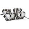 Edzard Set per Gelato Madeleine, Composto da più Parti(4X Bicchieri, 4X cucchiai, Vassoio 20 x 20 cm) Acciaio pregiato a Doppie pareti