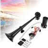 RATSTONE Trombe Camion,Clacson Ad Aria Da 18 Pollici, Clacson Per Auto Da 150 Decibel, Monoscocca Nera, Con Compressore e Pompa Dell'Aria, Adatto a Tutti i Veicoli 12v, Come Auto, Camion, Moto, Barche