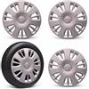 Generico Set 4 Copricerchi 15 Pollici Compatibili con Opel Corsa D 2006-2014 | Coppe Ruota in ABS Resistenti | Design Elegante | Montaggio Rapido ad Anello