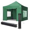VOUNOT® Gazebo Pieghevole 3x3m Rinforzato, 4 Pareti Laterali e Finestre, Gazebo da Giardino con Borsa da Trasporto con Ruote e Sacchi di Sabbia, Tenda per Esterno, Campeggio ed Eventi, Verde