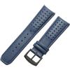 ROUHO 22mm Ricambio Cinturino Orologio Finale Curvo Vera Pelle Cinturino Orologio per Citizen Eco-Drive Skyhawk A-T AT8020-54L-Blu + Nero Fibbia