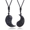 Thajaling 2 pezzi di ossidiana Yin Yang ciondolo personalizzato incisione drago fenice gioielli collane per coppie