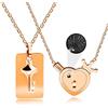 Uloveido 100 lingue Love Projection Collane per lui e per lei Ciondolo a forma di cuore con chiave Coppie Set di gioielli placcato oro rosa Y1129