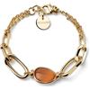 UNOAERRE Bracciale Donna con Occhio di Gatto, Placcato Oro Giallo 24K, 18 cm, Acciaio Inossidabile