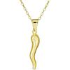 Bling Jewelry Collana con ciondolo a forma di cornicello portafortuna (peperoncino) placcato oro
