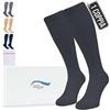 360 Relief Calze Compressione Graduata Donna e Uomo - 1 Coppia Solido Colore Gambaletti Compressione Graduata per Sports, Running, Viaggio, Ciclismo, Lavoro - L/XL Nero con Borsa Lavanderia