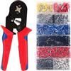 AUBEST Piegatore idraulico, Strumenti tubolari Pinze di crimpatura Impostare nuovi strumenti di crimpatura terminale 1200pcs Mini pinze elettriche Kit di morsetto di precisione(Red plier and1200pcs)