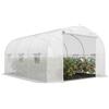 Outsunny Serra da Giardino, Serra a Tunnel per Giardino con Porta a Rullo e 6 Finestre, per Orto in Polietilene e Acciaio, 3.5x3x2 m, Bianco