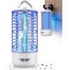 Dnenellr Lampada Antizanzare Elettrica, Anti Zanzare 3000V UV, Anti Mosche LED Sospendibile, IPX4 Impermeabile Insektenvernichter da Interno ed Esterno, Lampada Zanzare con Gancio (Bianco-grigio)