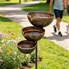 Generico Raccoglipioggia metallo giardino | Pali bagno uccellis 3 livelli | Stazione irrigazione apis Rain Catchers Ornamento giardino | Ciotole raccolta acqua piovana tazze mangiatoia catena antipioggia