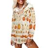 LODMLOER Felpe con Cappuccio Donna Foglie di Zucca Pullover Addensato da Tenere al Caldo Tema Autunnale Sweatshirt Maglione Manica Lunga Cappotto Hoodie Felpa in Pile, Crema