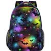 Mexpekil Coloful Stars Halloween pipistrelli ragazze ragazzi zaino zaino per computer portatile zaino da viaggio casual borsa per libri scolastici