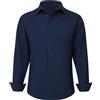 CIGENU Camicie da uomo a maniche lunghe, vestibilità regolare, elasticizzate, senza pieghe, stile business casual, con bottoni e tasca frontale, Blu navy, 3XL