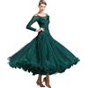 MDYTPT Abito da ballo latino da donna, moderno, tango valzer, abito lungo standard da competizione, verde scuro, Medium