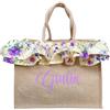 Fatto da Mani Borsa Mare in Juta con Ricamo Personalizzata e Pochette asportabile - Vacanze - Ferie - Estate - Festa della Mamma (Sperlonga)