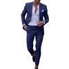 Dbutiy Completo da Uomo in Lino, Set da 2 Pezzi, Estivo, Spiaggia, Matrimonio, Sposo, Abito da Uomo, Giacca e Pantaloni, Blu Navy, XX-Large