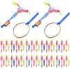 Hperu 50 Pezzi Spin Elicottero LED Giocattolo Volante con Fionde e Frecce Divertenti Giocattoli Luminosi Giochi Estivi all'Aperto Facile da Usare Volantino Fionda per Festa dei Bambini, Fionda per Bambin