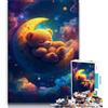 ZKYUBEK Puzzle per adulti e ragazzi, 1000 pezzi, puzzle con orsetto addormentato, sfida difficile antistress con poster abbinato e foglio di quiz (38x26cm)