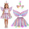 Hifot Costume da Unicorno Bambina,Vestito da Principessa Ali con Cerchietto Unicorno, Tutu Gonna per Festa Compleanno Partito Regalo Carnevale