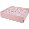 KiddyMoon Piscina di Palline 120X30cm/1000 Palline Grande Quadrato per Bambini Fabbricato in EU, Rosa:Rosa Chiaro/Perla/Trasparente