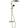 hansgrohe Pulsify S Puro - Colonna doccia a risparmio idrico (EcoSmart) con miscelatore termostatico, Sistema doccia con rubinetto, doccetta, tubo, asta e soffione doccia, bronzo spazzolato, 24237140