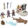 Fisher-Price Imaginext - La Nave Di Billy Bones, nave giocattolo con mani scheletriche e lanciatore, il set include 3 personaggi, 2 creature marine e 7 accessori a tema, JLC51