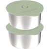 BabyBoo Set Contenitori Interni in Acciaio Inox, Accessorio per Scaldapappa BabyBoo, 2 Contenitori + 2 Coperchi, Ermetici, Senza BPA, Sicuri per Alimenti, Ideali per Conservazione e Trasporto