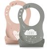 Nuvita Set 2 bavaglini arrotolabili in silicone - squashy 4370 english rose / sage green - nuvita