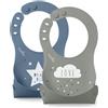 Nuvita Set 2 bavaglini arrotolabili in silicone - squashy 4370 powder blu / sage green - nuvita