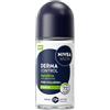 NIVEA MEN Deodorante Roll On Derma Control Sensitive 50 ml, Deodorante uomo antitraspirante per una protezione 72h, Formula senza alcool con Acido Ialuronico e Vitamina E per la pelle sensibile