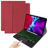 QYiD Custodia Tastiera con Touchpad per iPad PRO 11 2021/2020/2018 (3ª/2ª/1ª Generazione), Tastiera Bluetooth Retroilluminata, Rimovibile, Trackpad, Layout QWERTY Cover, Rosso