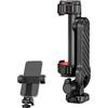 Knocery Adattatore Cellulare per Treppiedi, Supporto Smartphone Treppiede con 2 Cold Shoe, Filettatura 1/4, Morsetto Treppiede Rotante A 360°, Sostegni per Fotocamera