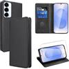 Vauki Cover in Pelle per Samsung Galaxy S25 Plus 6.7 con 1 Vetro Temperato, Etui a Libro in PU, Porta Carte, Portafoglio, Supporto, Flip Cover Magnetica Antiurto Antigraffio, Nero