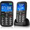 Ufferson 4G Telefono Cellulare per Anziani con Tasti Grandi, Ampio Display IPS da 2,4, Telefoni per Persone Anziane Facile da Usare, Doppio Slot per Nano SIM, Funzione SOS, Chiamata Rapida,Base di Ricarica