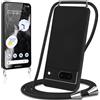 Knrlqim Cover per Google Pixel 7 5G con Cordino Custodia con Laccio Collana Tracolla Collo Corda Regolabile Liquido Silicone Antiurto AntiGraffio Protettiva Case per Google Pixel 7 5G 6,3,Nero
