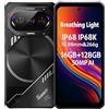 FOSSiBOT F114 Rugged Smartphone, Design Sottile&Leggero, Luce Respirazione, 16GB+128GB, 6,67'' HD+, 50MP IA Fotocamera, IP68 IP68K Impermeabile Antishock Telefono Robusto Cellulare, Android 15, NFC