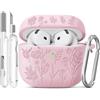Joremx Custodia Per AirPods 4 con adorabile motivo d'erba(Rosa)