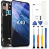ARSSLY LCD Schermo per Samsung Galaxy A40 A405F/DS SM-A405FN/DS 5,9 LCD Digitizer Sostituzione Schermo Touch Screen Assembly Screen Replacement con Riparazione Kit(Nero con Cornice)