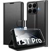 Eirltiy Cover per Xiaomi 15T Pro Portafoglio Pelle PU Premium, Custodia Scomparti Carte Antiurto Protettiva Case con 1 Vetro Temperato, Nero