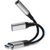 Thalire 2 in 1 Adattatore per Cuffie USB C e Ricarica, Jack da 3,5mm USB C Supporta PD 60W Ricarica Rapida & Audio, Adaptateur Casque pour Appareils USB-C, Câble AUX Hi-Res