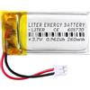 Liter energy battery Batteria 601730 LiPo 3.7V 260mAh 0.962Wh Ricaricabile Connettore PH2.0 (JST-PHR-02) Tipo B Litio: Assicurarsi che la polarità del dispositivo corrisponda 32x17x6mm (PH2|260mAh|601730)