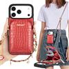 Hanman Custodia Portafoglio in Pelle PU Effetto Coccodrillo Compatibile con iPhone 17 Pro Max,con Tracolla e Cinturino,4 Slot Carte e Protezione RFID-Rosso