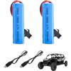 Wxeadu 2 batterie agli ioni di litio ricaricabili da 3,7 V, 3000 mAh, con 4 connettori USB SM-2P, batteria universale agli ioni di litio per auto, camion, robot, prodotti elettronici fai da te