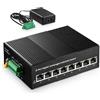 Binardat Switch Ethernet industriale a 8 porte Gigabit Din Rail, 8 porte 10/100/1000 Mbps, fanless Wall Mount with One Power Supply