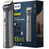 Philips Kit per la toelettatura del viso, testa e corpo 13 in 1, ricaricabile, 13 in 1, per uomo, 120 minuti di autonomia, tecnologia Beard Sense, color argento, MG5930/65