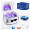 Voraiya Pulitore Ultrasuoni per Apparecchio Denti e Bite Dental Pod 166 ml Batteria 4000mAh Compatto e Silenzioso IPX7 Impermeabile Ultrasonic Cleaner per Allineatore Protesi Dentale, Viaggio