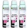 Garnier Mineral Deodorante Spray Invisible Protection 48H Black, White & Colors, 3 x 150 ml