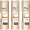 Dove 3x Colomba nutriente cura del corpo autoabbronzante Lozione nutriente per il corpo 250ml ogni Scuro
